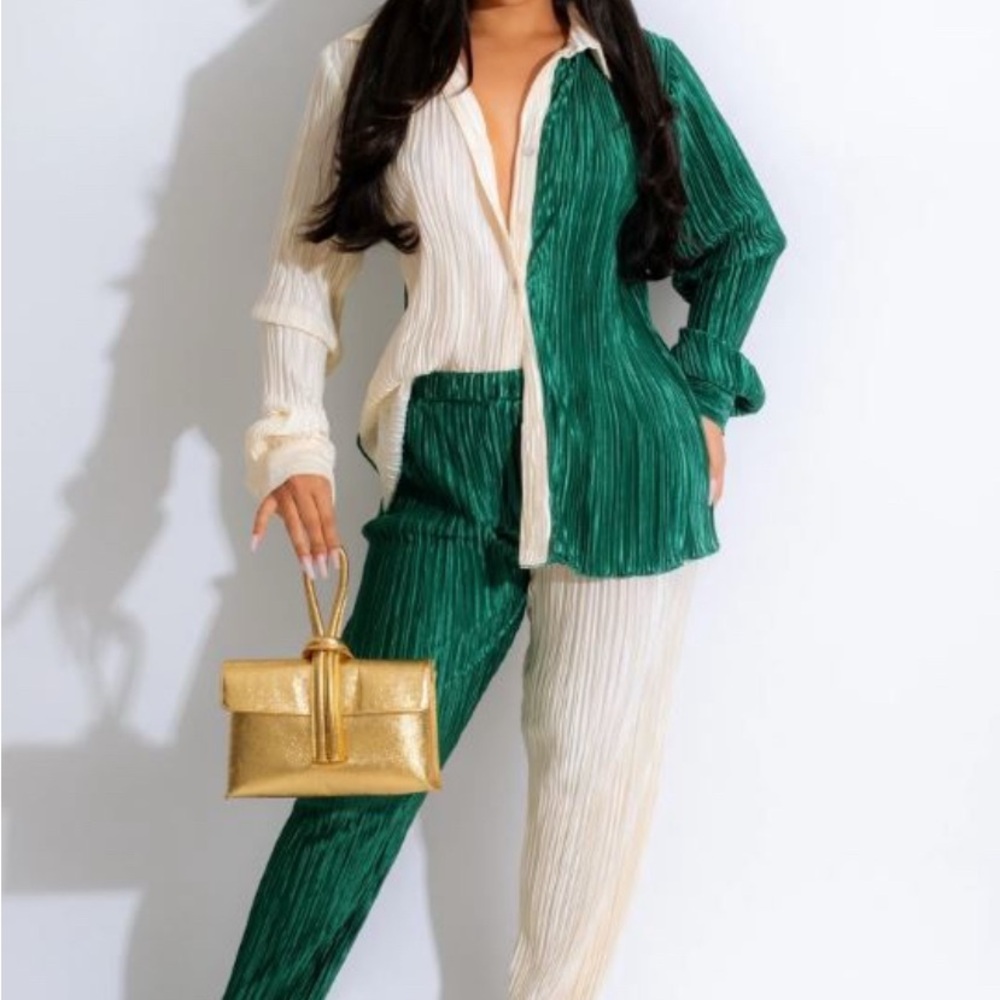 Green and White Women's Jumpsuit